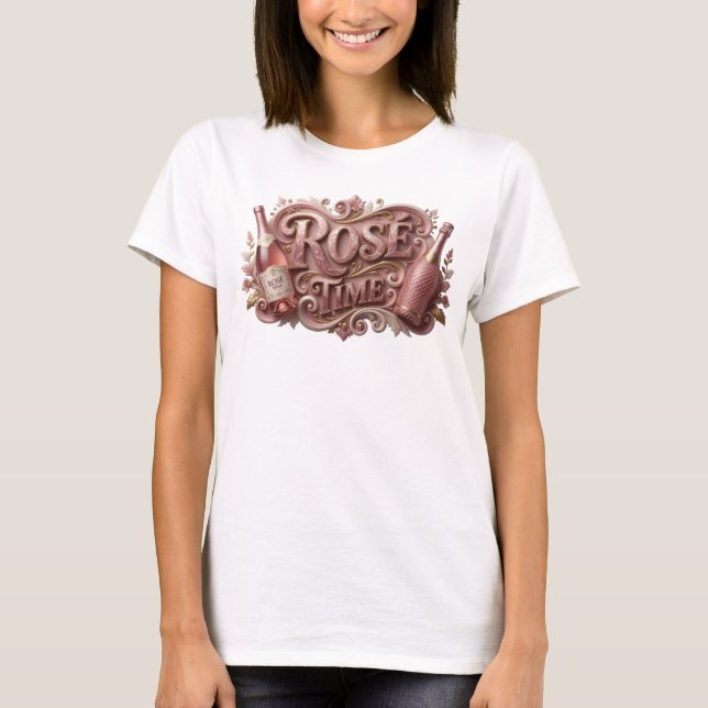 Camiseta Trendy Pink ROSE TIME Slogan (Frente)