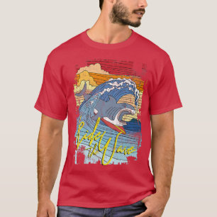 Camiseta Trendy Rainbow Shark Graphic Ride The Wave