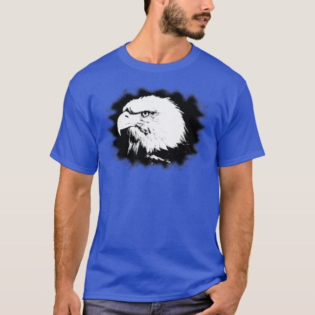 Camiseta Trendy Royal Blue Modern Elegante Cabeça de Águia  (Frente)