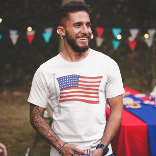 Camiseta Trendy Vermelho e Azul dos Homens Patrióticos