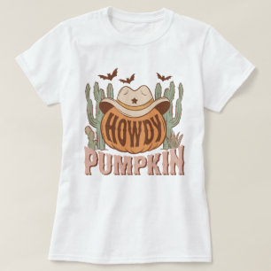 Camiseta Trendy Western Funny Howdy Pumpkin Halloween