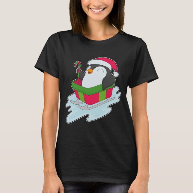 Camiseta Trenó de Natal de Pinguim (Frente)