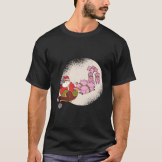 Camiseta Trenó do Papai Noel com Porcos Voadores E