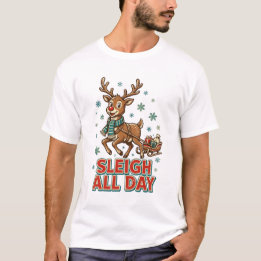 Camiseta Trenó Todo o Dia Rena Vintage Natal Retrô