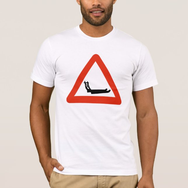 Camiseta Trenós que cruzam-se, sinal do cão de tráfego, (Frente)