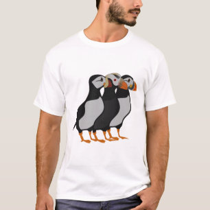 Camiseta Três Adoráveis Puffin de Pé Junto
