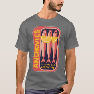 Camiseta Três Anchovas em Lata de Limão de Oliva presente
