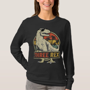 Camiseta Três aniversário de 3 anos Rex Terceiro Dinossauro