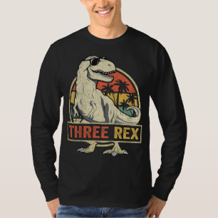 Camiseta Três aniversário de 3 anos Rex Terceiro Dinossauro