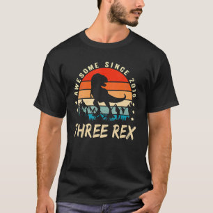 Camiseta Três aniversário de 3 anos Rex Terceiro Dinossauro