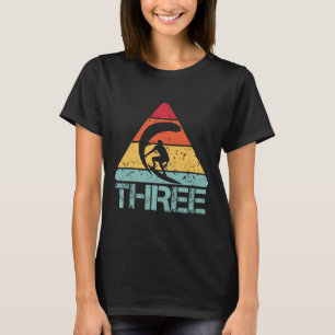 Camiseta Três Aniversário Surfista 3º 3 Anos de Idade Surfe