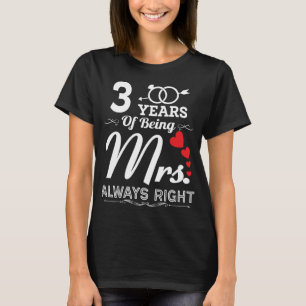 Camiseta Três Anos De Ser O Terceiro Aniversário De Casam