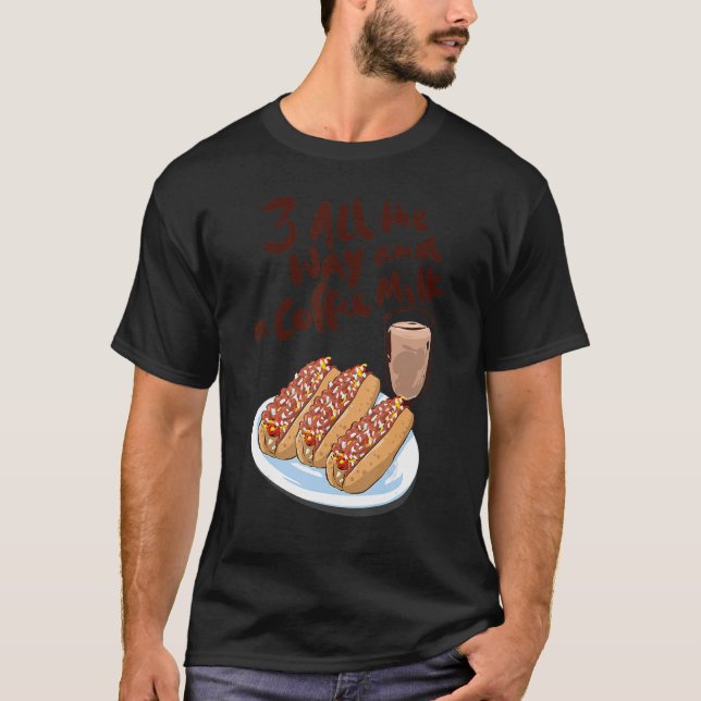 Camiseta Três Ao Longo E Um Café Café Leite Quente Wei (Frente)