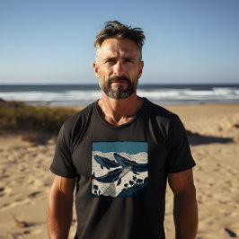 Camiseta Três Baleias Azuis, Impressão Negros