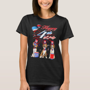 Camiseta Três Beagles Felizes Em 4 De Julho, Homens De Band