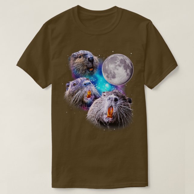 Camiseta Três Beavers Howl na Lua (Frente do Design)
