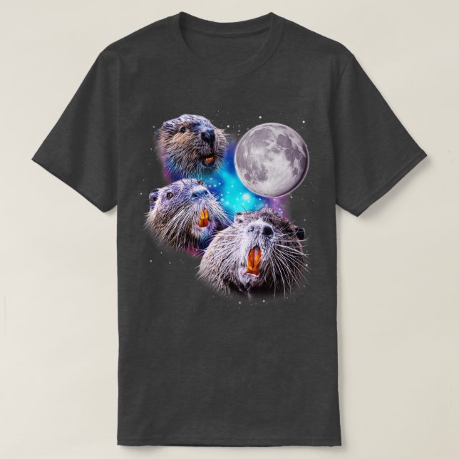 Camiseta Três Beavers Howl na Lua (Frente do Design)