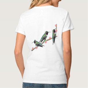 Camiseta Três beija-flores tocando num galho Flores Silas