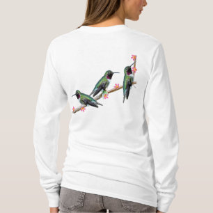 Camiseta Três beija-flores tocando num galho Flores Silas