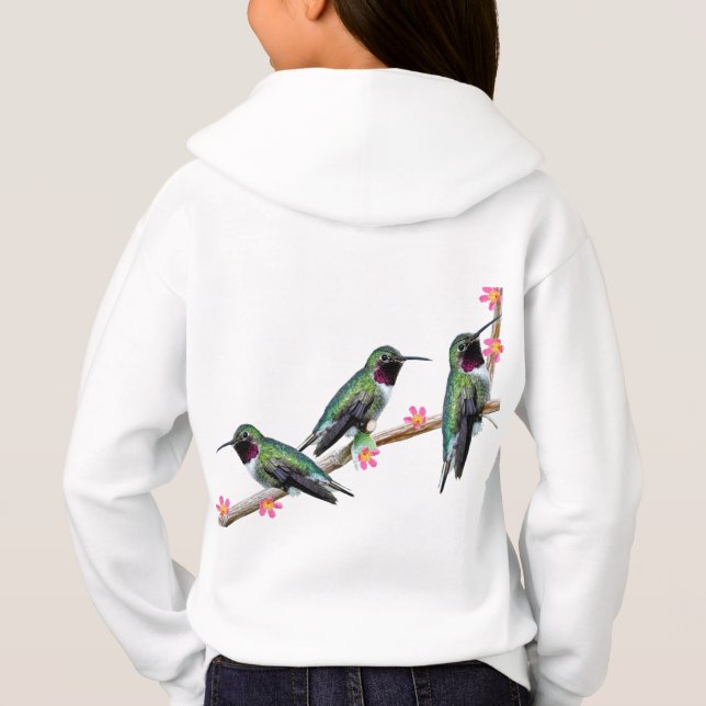 Camiseta Três beija-flores tocando num galho Flores Silas (Verso)