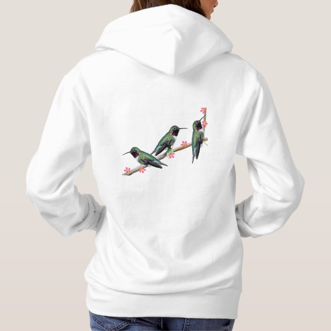 Camiseta Três beija-flores tocando num galho Flores Silas (Verso)