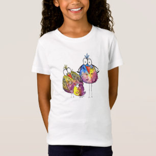 Camiseta Três Belas Aves Coloridas Brancas