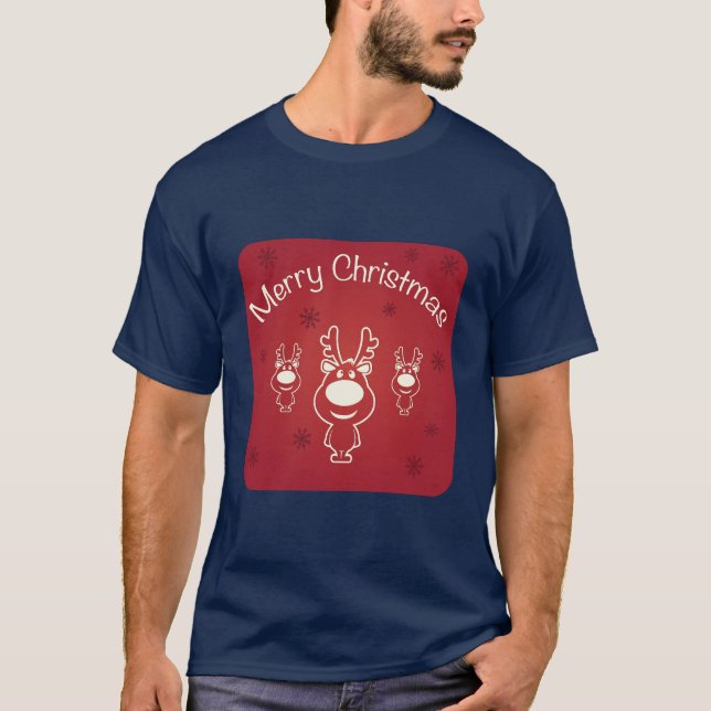 Camiseta Três Bons Reindeers Feliz Natal (Frente)