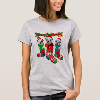 Camiseta Três Bulls Ingleses Em Meias De Natal 