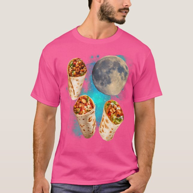 Camiseta Três Burritos Lua Uivando Engraçado 3 Burritos Uiv (Frente)
