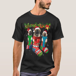 Camiseta Três Cachorros Caucasianos Em Meias De Natal