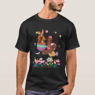 Camiseta Três Cachorros Coelhinhos Dachshund Em Flores De