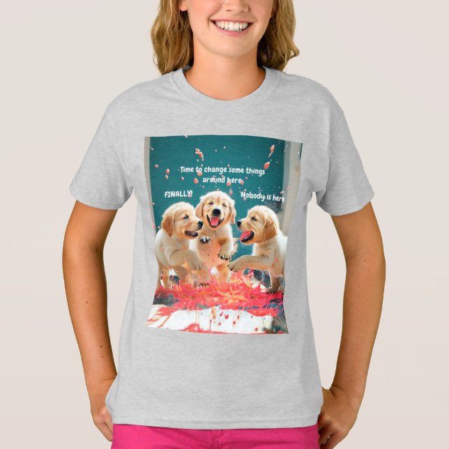 Camiseta Três cachorros de recuperação de ouros (Frente)