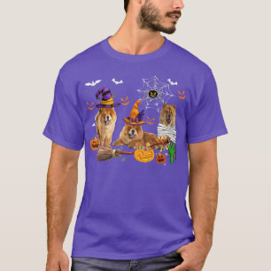 Camiseta Três Cães Chow Bruxas Bruxas Halloween Mummy Scary