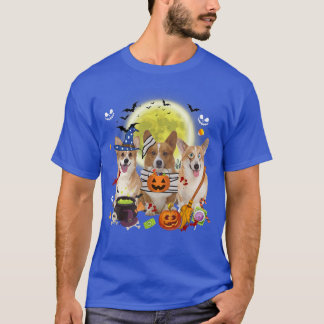 Camiseta Três Cães Galeses Corgi Bruxas Assustadoras Mummy