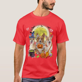 Camiseta Três Cães Galeses Corgi Bruxas Assustadoras Mummy