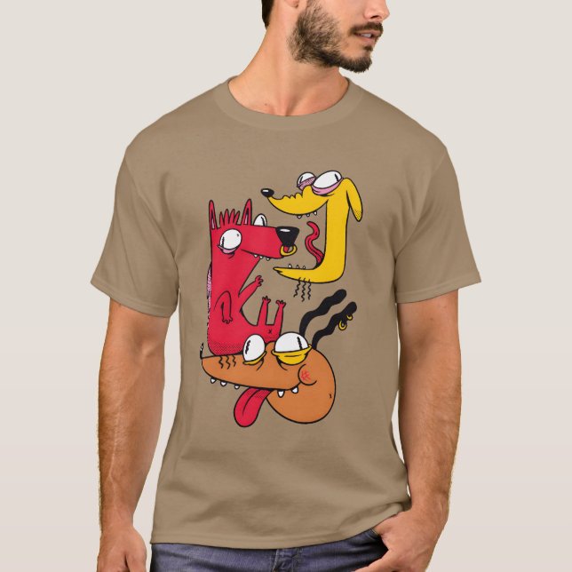 Camiseta Três Cães Loucos presentes engraçados (Frente)