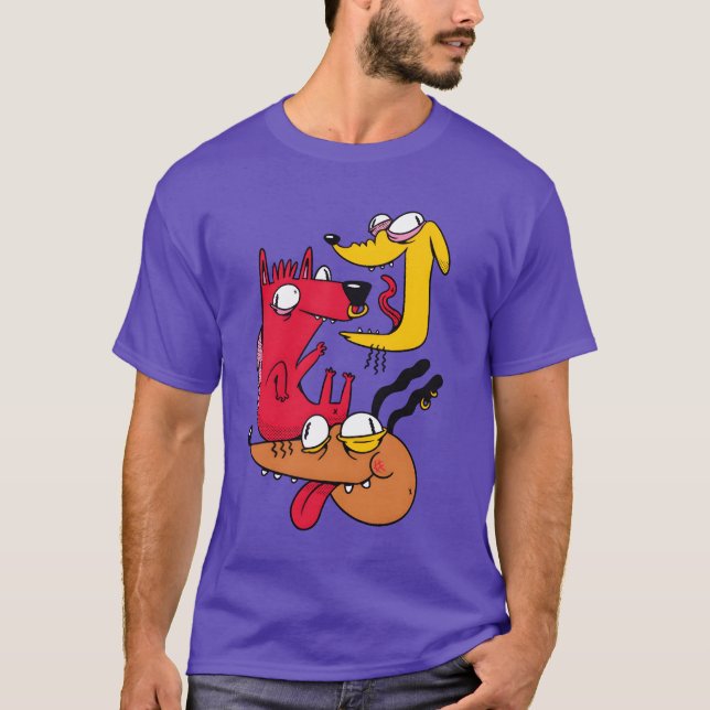Camiseta Três Cães Loucos presentes engraçados (Frente)