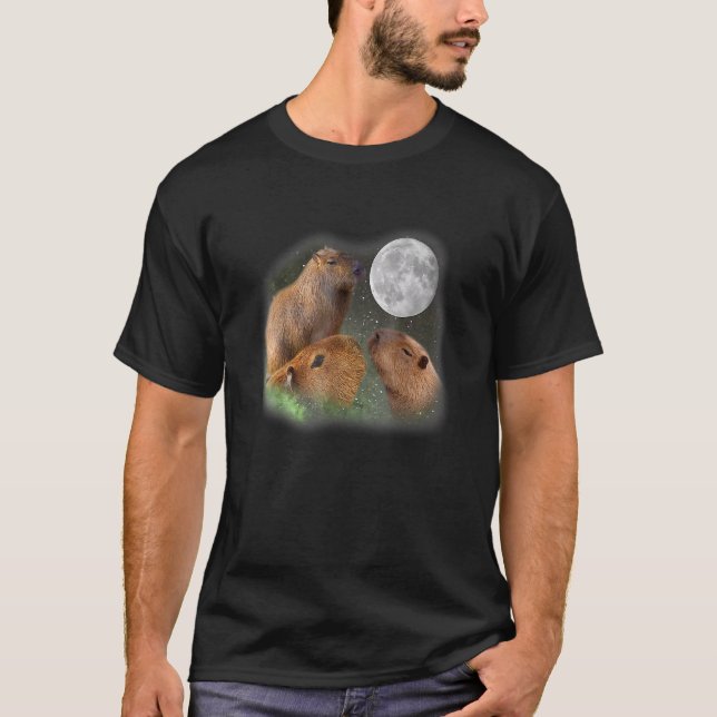 Camiseta Três Capivaras da Lua      Paródia de Animal Fofo (Frente)