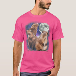 Camiseta Três Capivaras Engraçadas Lua 3 Cabeça de Capivara