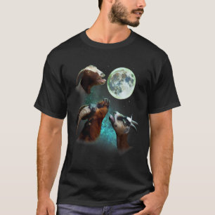 Camiseta Três Caprinos Uivando Na Lua 3 Lobos Lobos Funny P