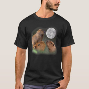 Camiseta Três Capybaras E Lua Capybara Humor Parody