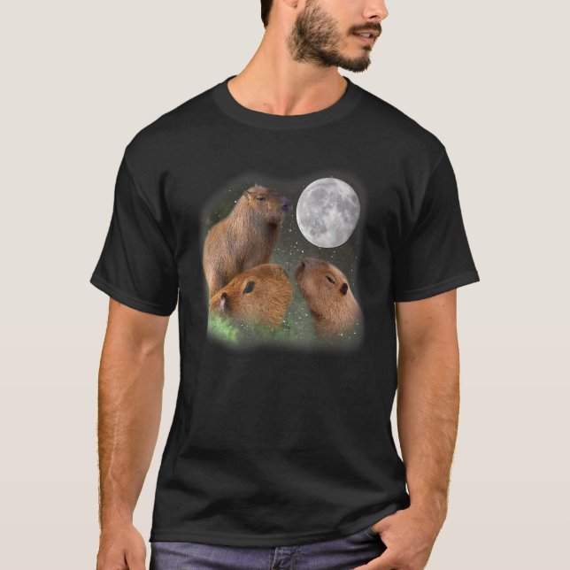 Camiseta Três Capybaras E Lua Capybara Humor Parody (Frente)