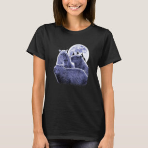 Camiseta Três Capybaras e Lua Capybara Humor Parody