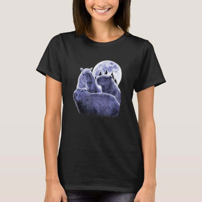 Camiseta Três Capybaras e Lua Capybara Humor Parody (Frente)