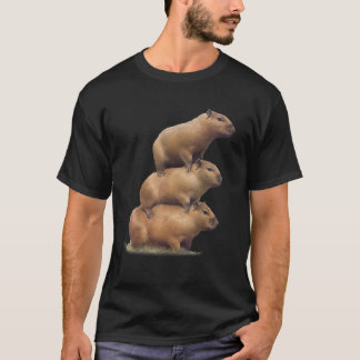 Camiseta Três Capybaras Funny Capybara Humor Stack Animal