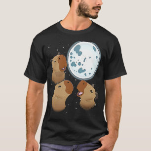 Camiseta Três Capybaras Moon 3 Capybara Howling Na Moo