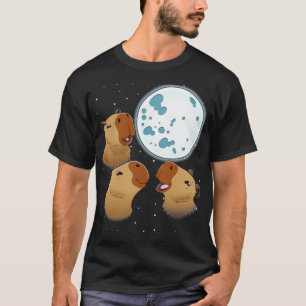 Camiseta Três Capybaras Moon 3 Capybara Howling Na Moo
