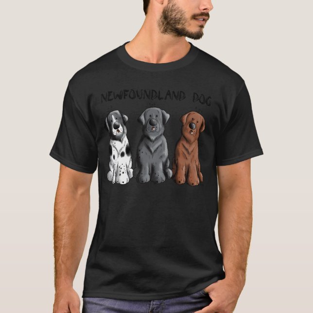 Camiseta Três Cartoons de Cães de Terra Nova (Frente)