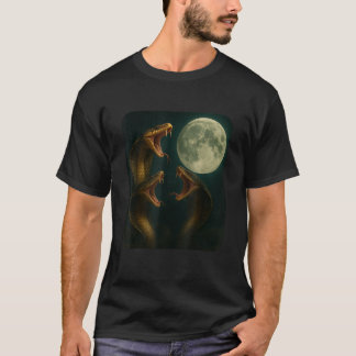 Camiseta Três Cobras Lua Engraçado 3 Lobos Meme Nerdy