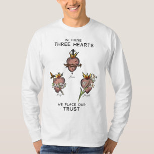Camiseta Três Corações Sagrados de Jesus Mary Joseph, JMJ,